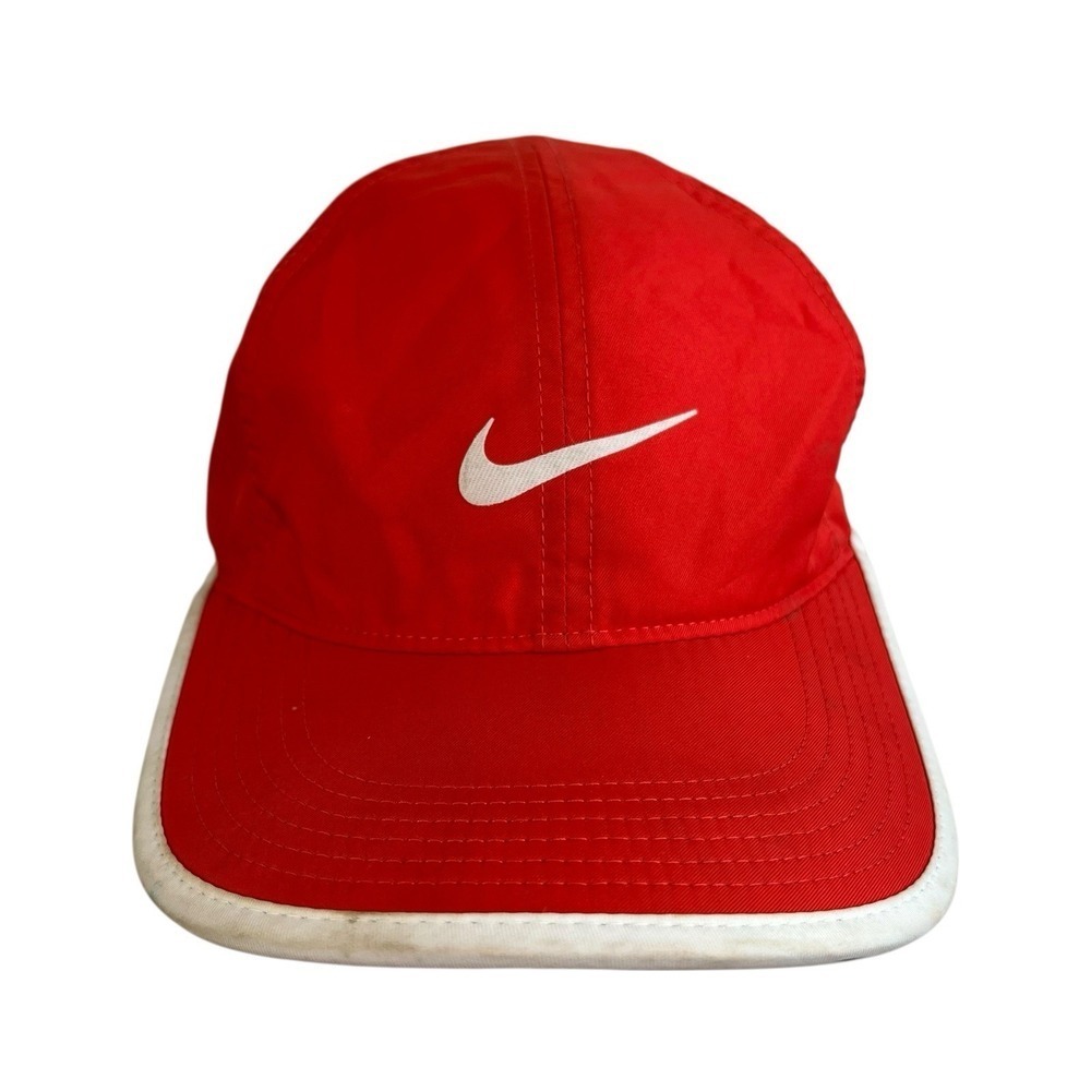NIKE Adult FEATHERLIGHT DRI-FIT Tennis Golf Hat Fiery Red Strapback Adjustable - Picture 2 of 12